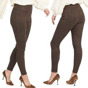 SPANX Women's Chocolate Brown Faux Suede Leggings - Size XS - NWT $98